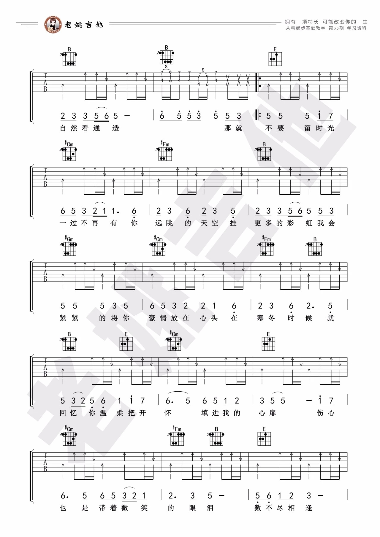 伍佰《突然的自我》吉他谱_吉他弹唱谱_老姚吉他编配第2张