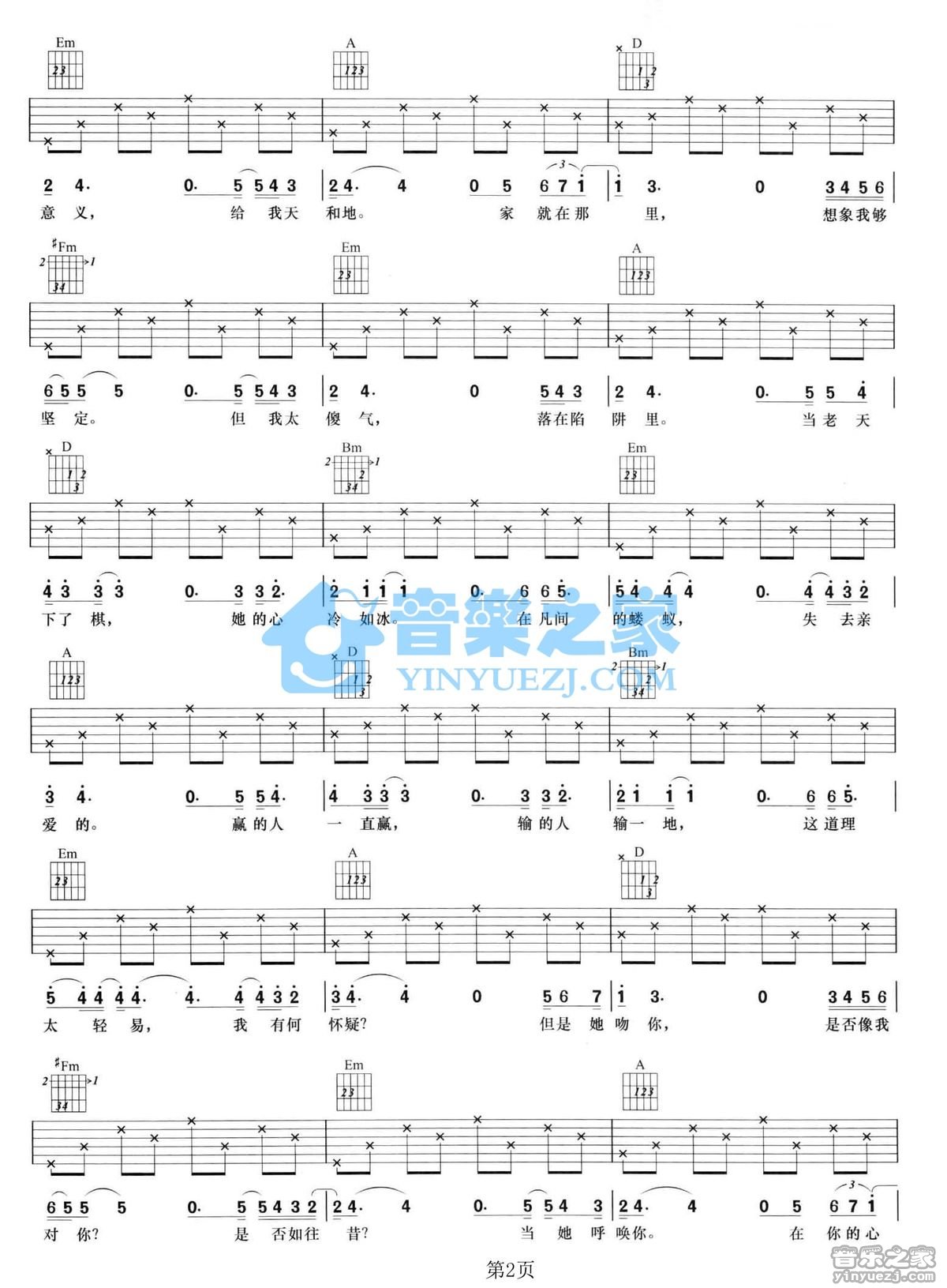 张靓颖《The Winner Takes It All》吉他谱_吉他弹唱谱第2张